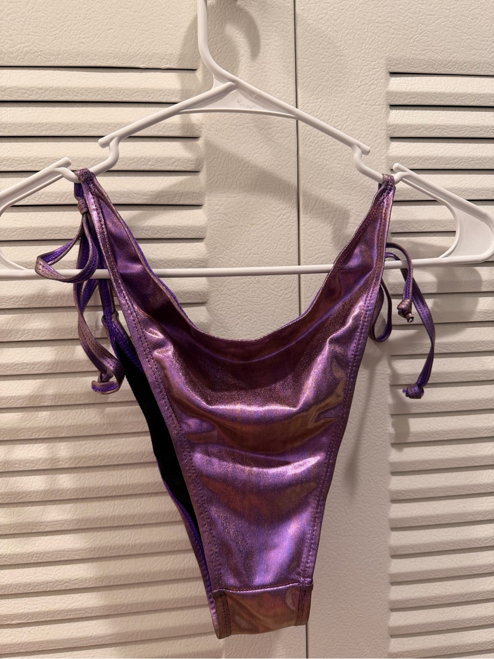 Metallic Purple Tie-Side Swim Bottoms